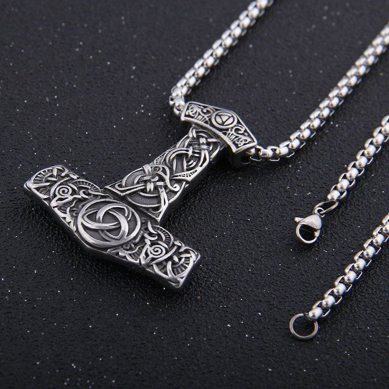 Thor's Hammer Necklace in Steel or Gold and Steel - Image 3