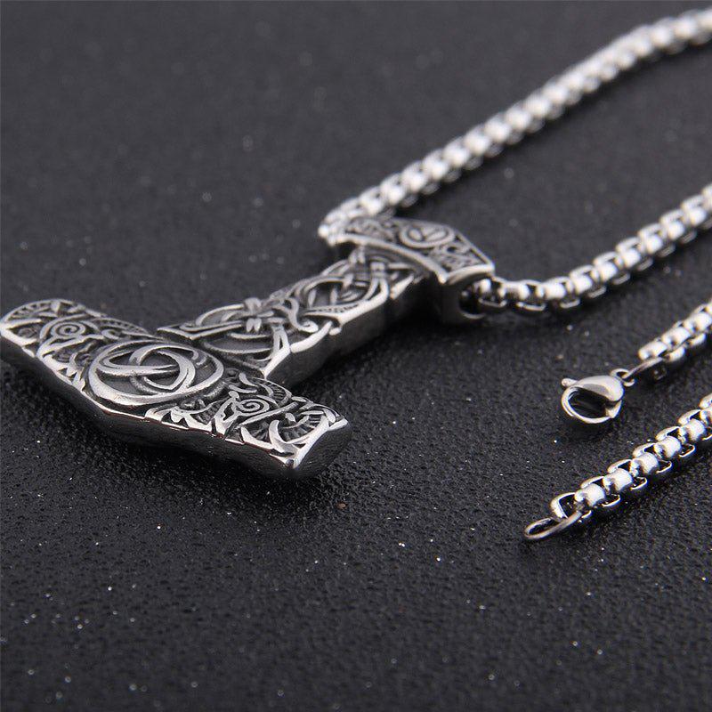 Thor's Hammer Necklace in Steel or Gold and Steel - Image 5