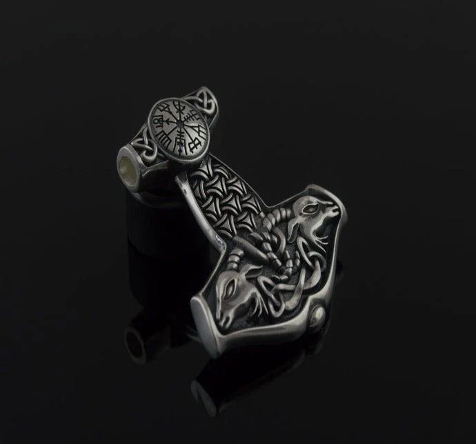 Thor's Hammer Pendant Sterling Silver Mjolnir from Sterling Silver Norse Necklace - Image 4