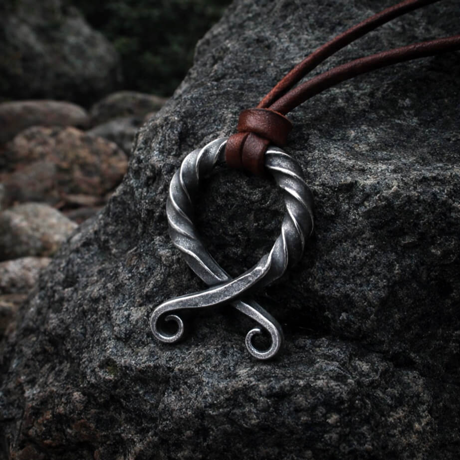 Forged Iron Antiqued Troll Cross Pendant Necklace
