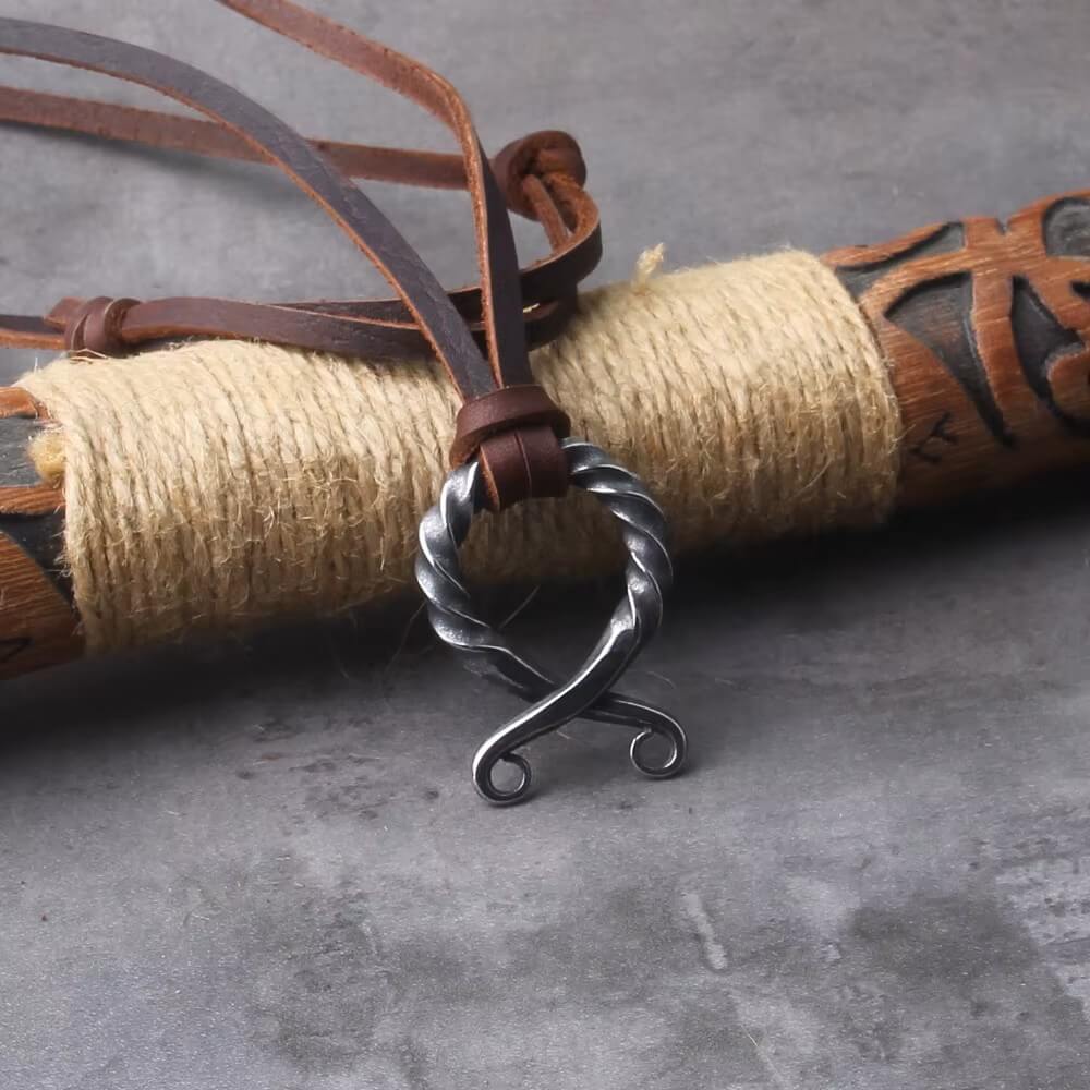 Forged Iron Antiqued Troll Cross Pendant Necklace - Image 3