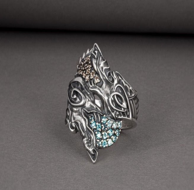 Handcrafted Viking Hati and Skoll Ring | Sterling Silver Norse Jewelry - Image 3