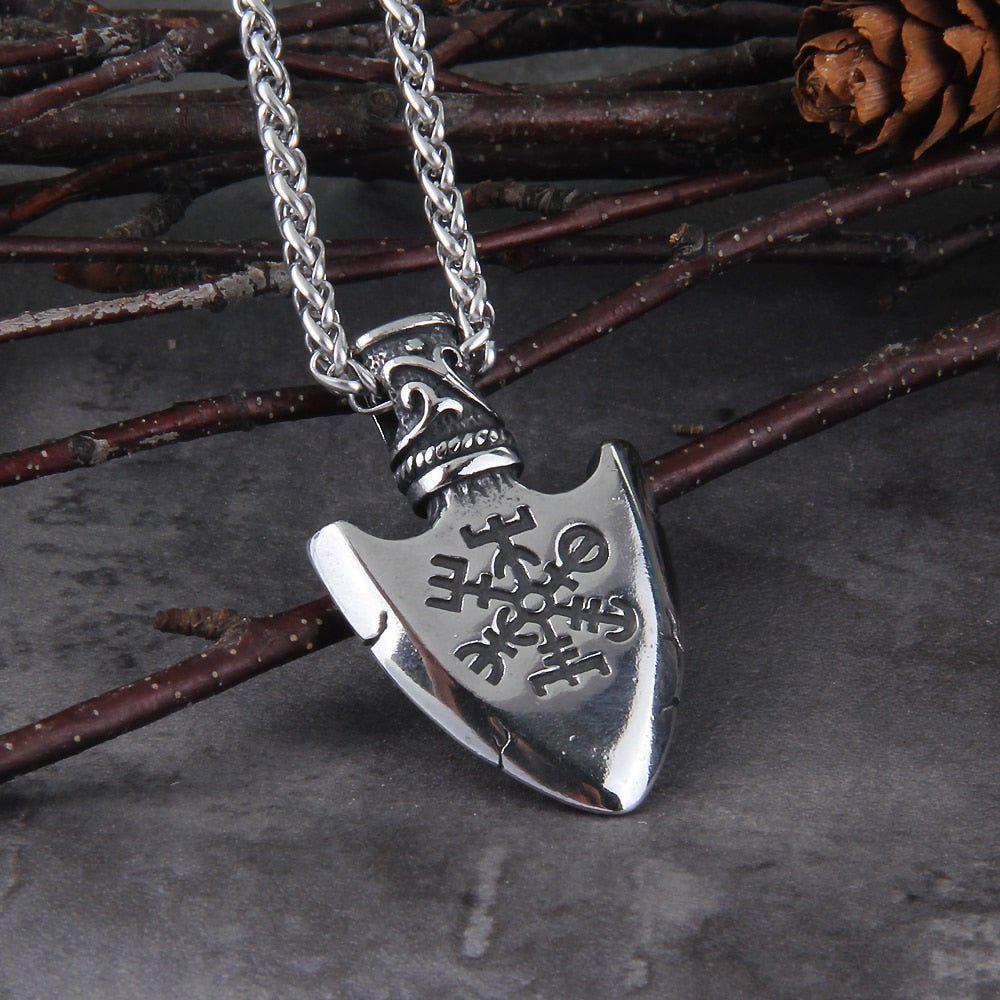 Valknut and Vegvisir Compass Warrior Totem Steel Viking Arrowhead Necklace - Image 4