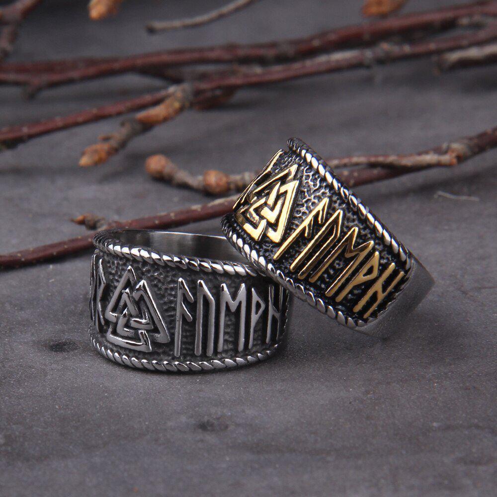 Valknut Ring with Futhark Band - Image 3