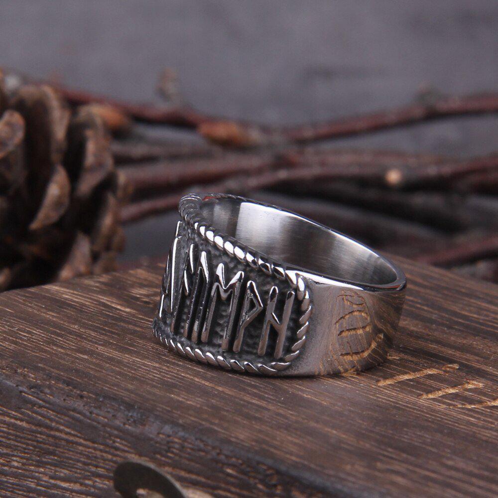 Valknut Ring with Futhark Band - Image 4