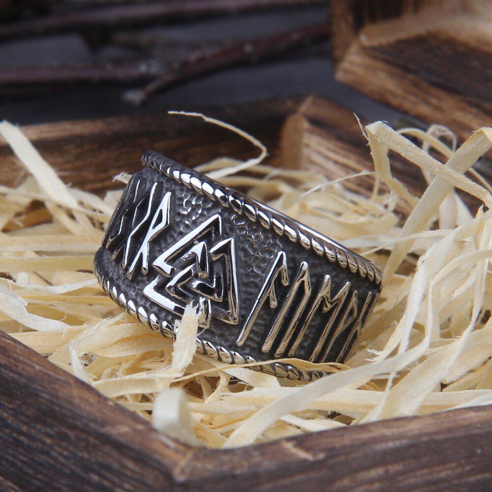 Valknut Ring with Futhark Band - Image 5