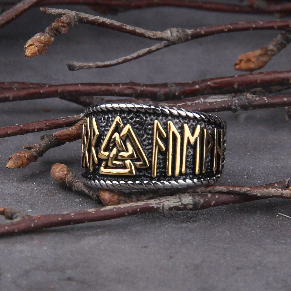 Valknut Ring with Futhark Band - Image 6
