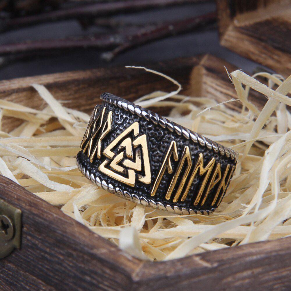 Valknut Ring with Futhark Band - Image 7