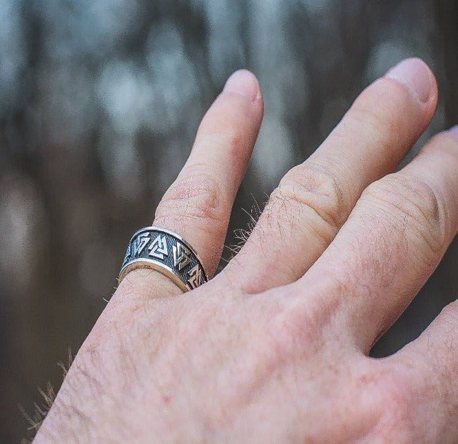 Valknut Symbol Ring Sterling Silver Viking Ring - Image 5