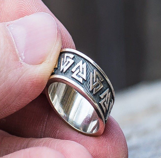 Valknut Symbol Ring Sterling Silver Viking Ring - Image 6