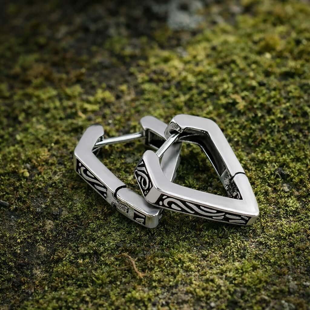 Viking Angular Hoop Earrings - Image 2