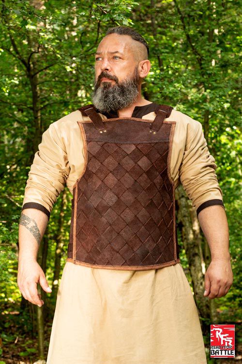 Viking Armor (Brown) - Norse Leather Lamellar Cuirass - Adjustable - Image 3