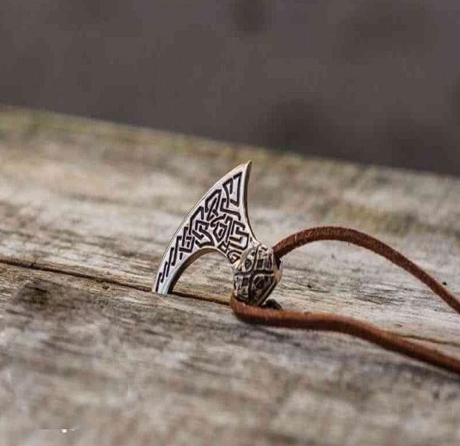 Viking Axe Bronze Pendant with Beautiful Ornament - Image 2