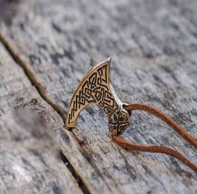 Viking Axe Bronze Pendant with Beautiful Ornament - Image 4