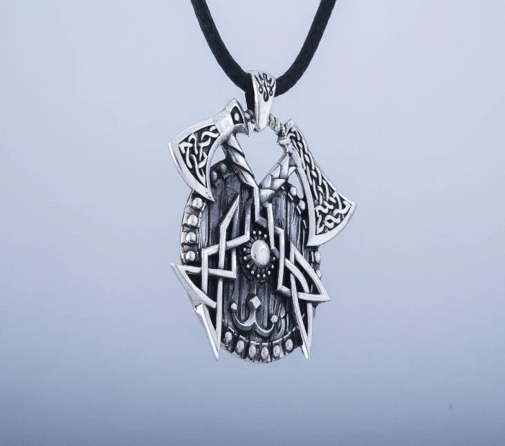 Viking Axes with Shield Sterling Silver Norse Necklace - Image 4