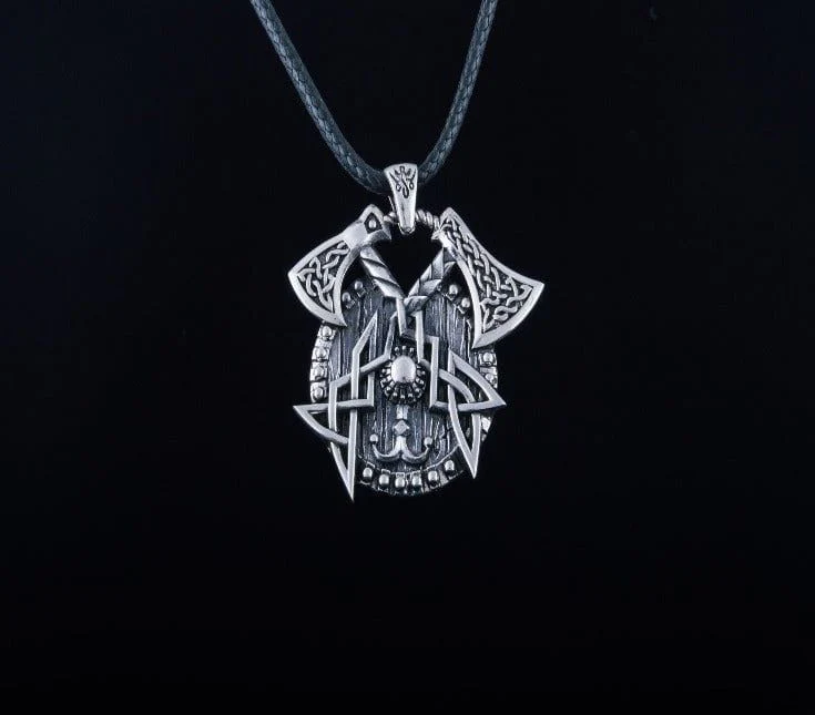 Viking Axes with Shield Sterling Silver Norse Necklace - Image 6