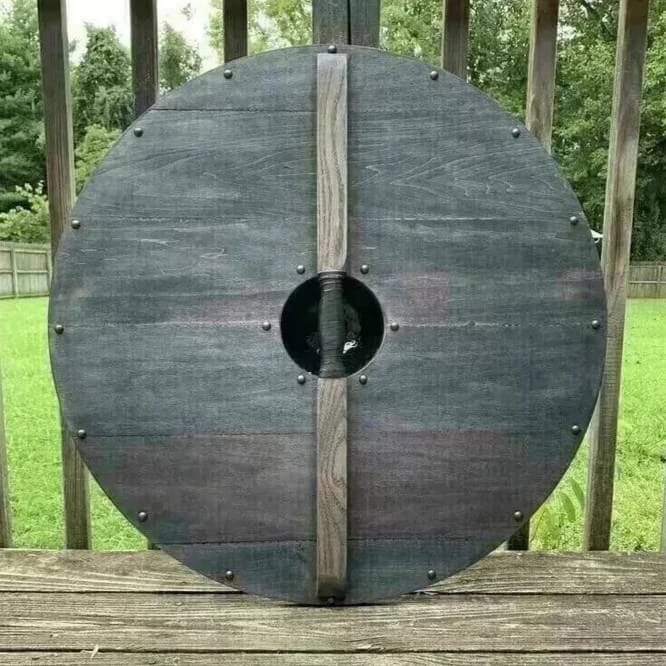 Viking Battle-Worn Round Shield | 24-Inch Wood & Steel - Image 3