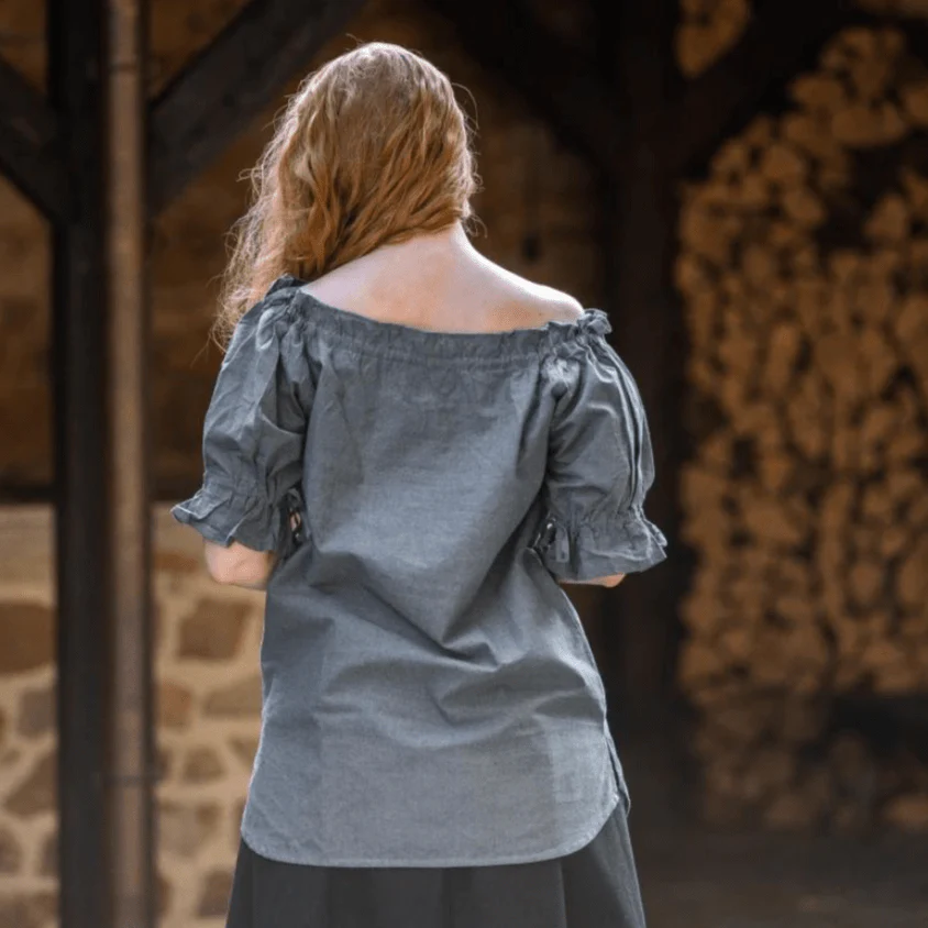 Blue Short Sleeve Blouse | Off-Shoulder - Image 5