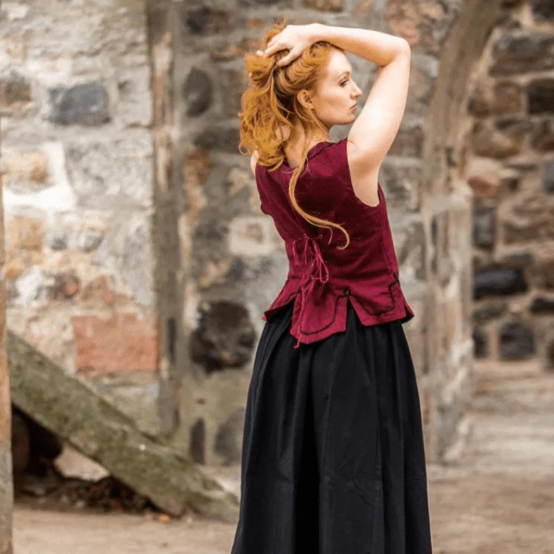 Red Bodice with Lace and Embroidery | Full Front & Back Lacing - Image 5