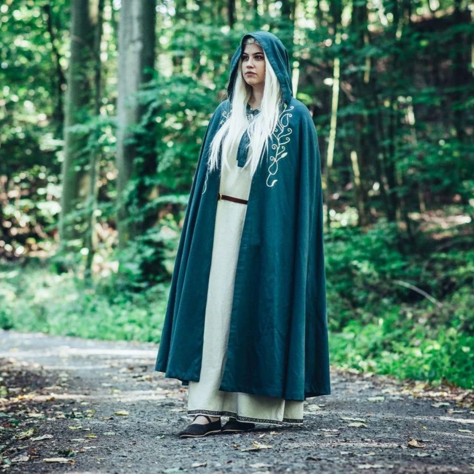 Handcrafted Red Viking Cloak | Embroidered Hood - Image 4