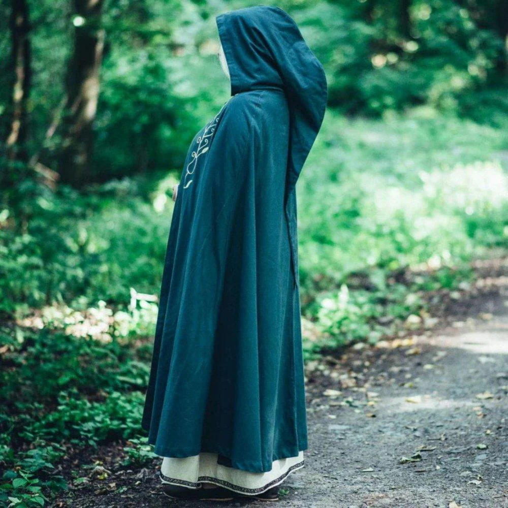 Handcrafted Red Viking Cloak | Embroidered Hood - Image 5