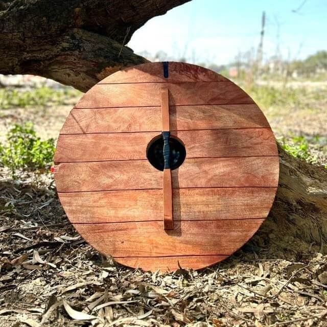 Viking Celtic Cross Round Shield | Carved Birch Plywood - Image 4