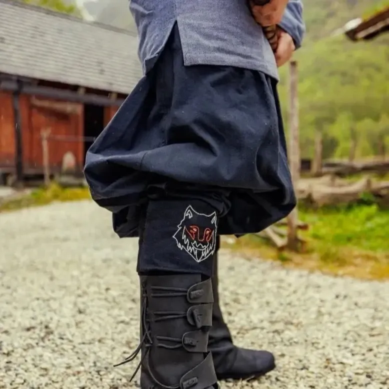 Black Cotton Viking Rus Pants | Drawstring Waist - Image 5