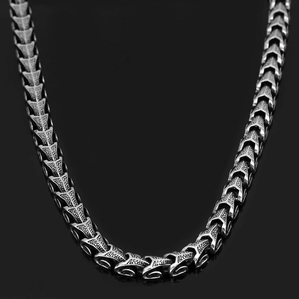 Viking Dragon Scale Necklace Jormungandr Segmented Steel Necklace - Image 4