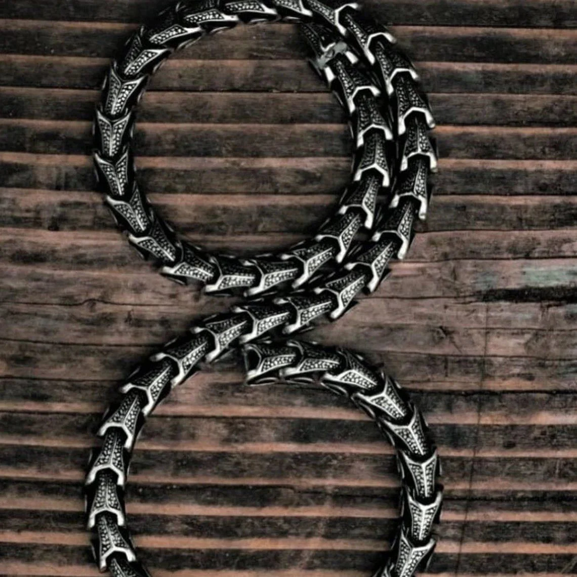 Viking Dragon Scale Necklace Jormungandr Segmented Steel Necklace - Image 7