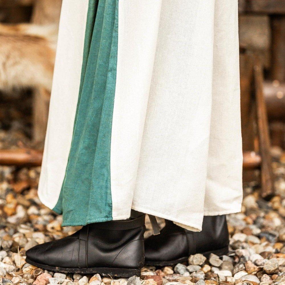 Viking Dress - Long Sleeves in Natural and Green with Lacing - Image 6
