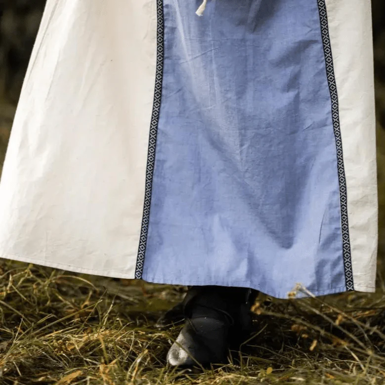 Viking Dress with Borders and Laces - Natural and Blue - Image 7