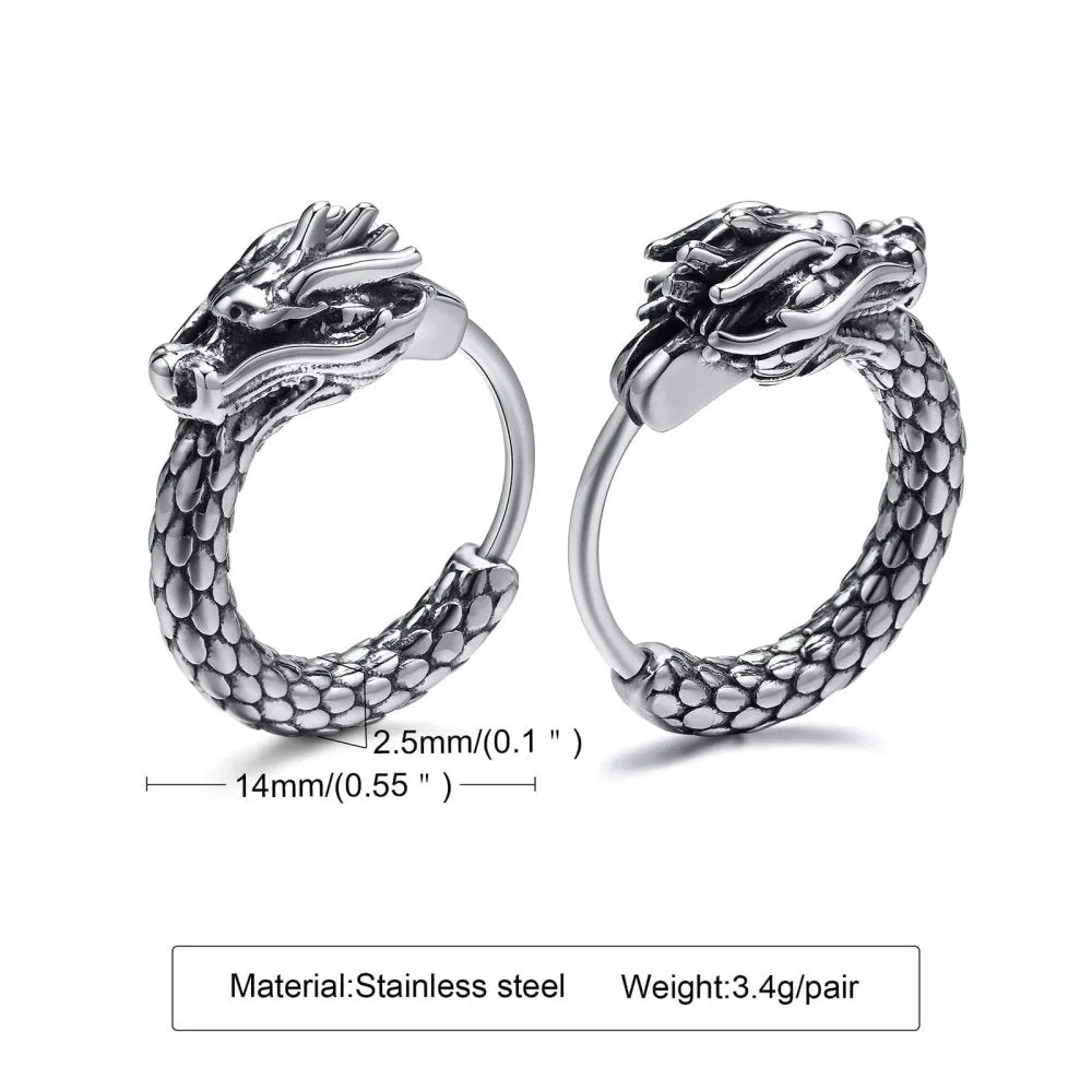 Viking Earrings for Men - Dragon Jewelry Hoops - Image 5