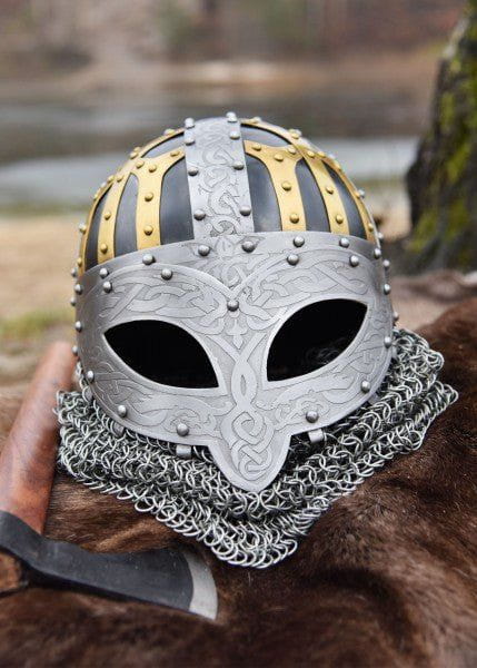 Viking Helmet - Full Face Steel Chainmail Helmet - Image 4