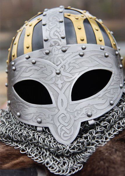 Viking Helmet - Full Face Steel Chainmail Helmet - Image 7