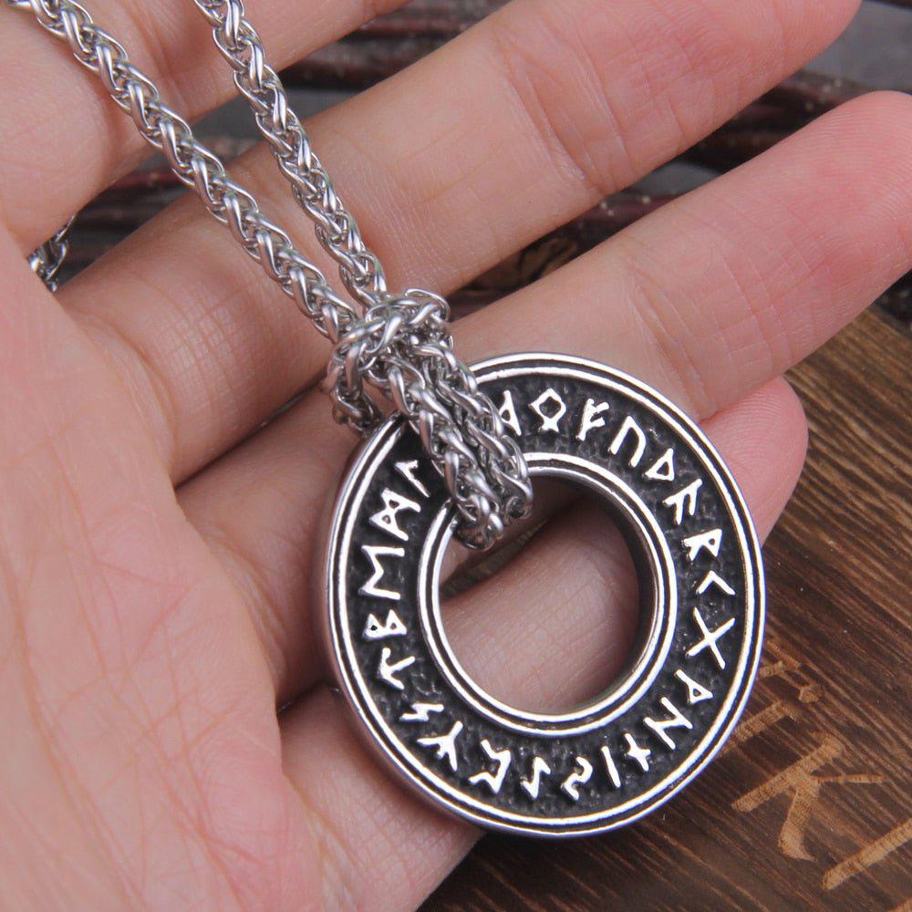 Viking Futhark Runic Circle Pendant Necklace - Image 5