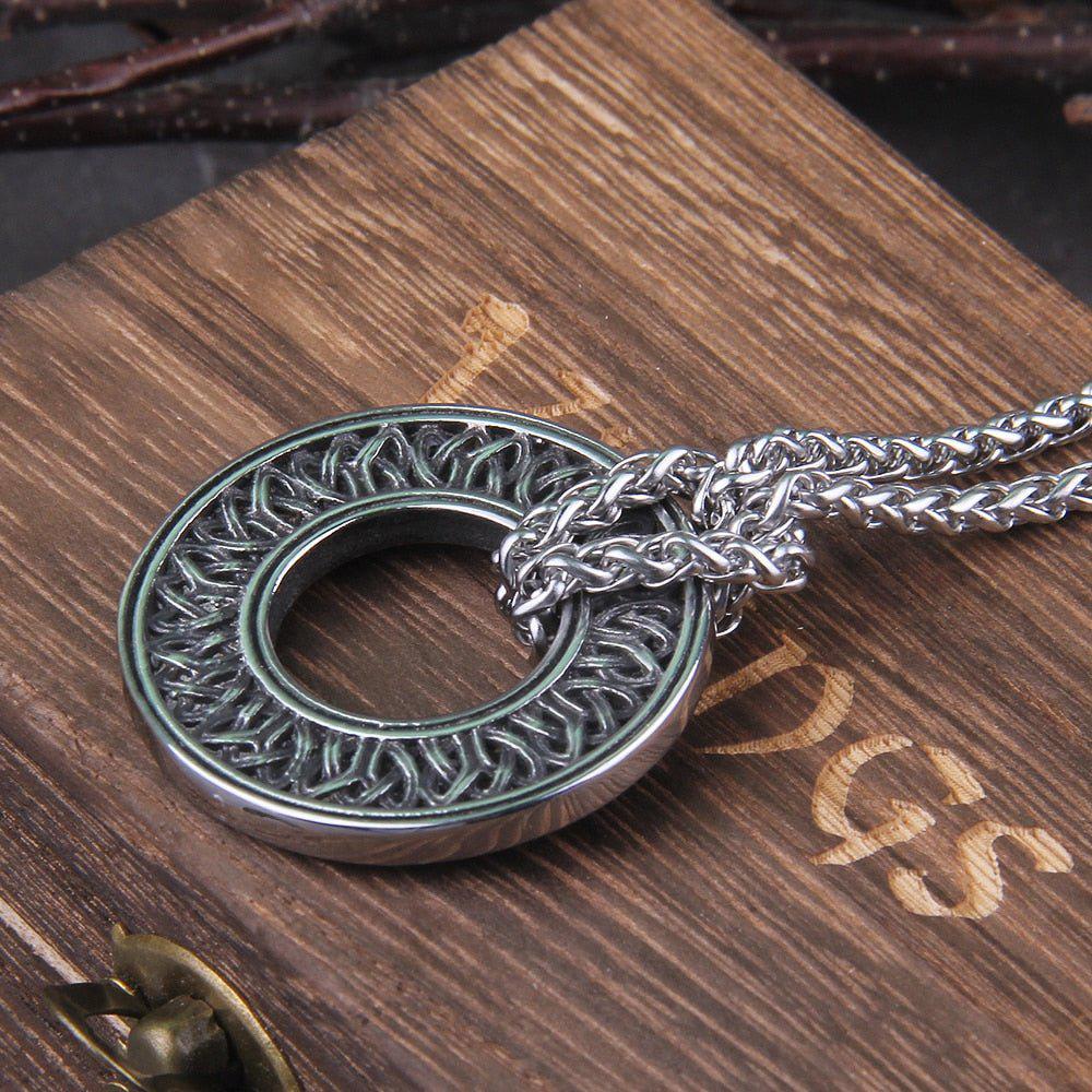 Viking Futhark Runic Circle Pendant Necklace - Image 6