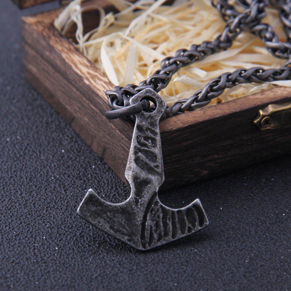 Forged Viking Hammer of Thor Necklace - Blackened Steel - Image 4