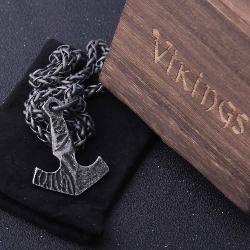 Forged Viking Hammer of Thor Necklace - Blackened Steel - Image 6