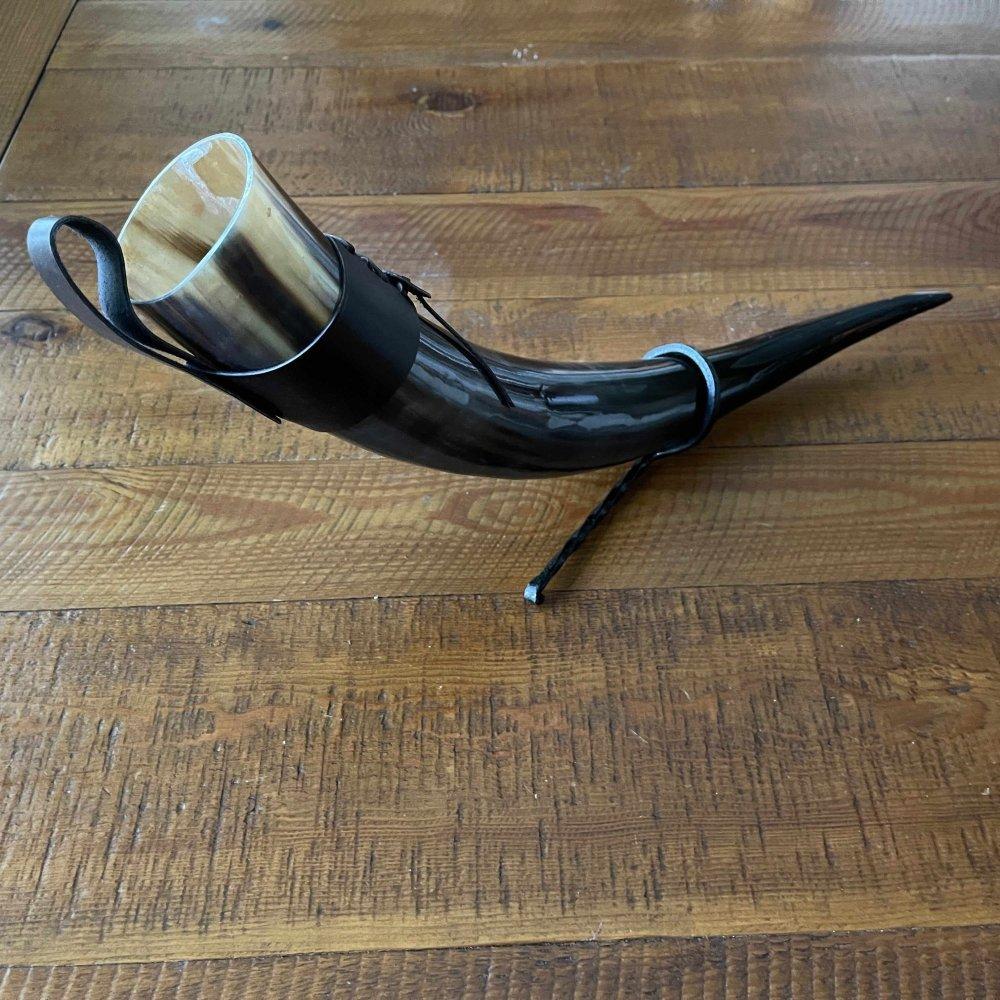 Viking Horn with Belt Loop and Iron Display Stand - Image 3