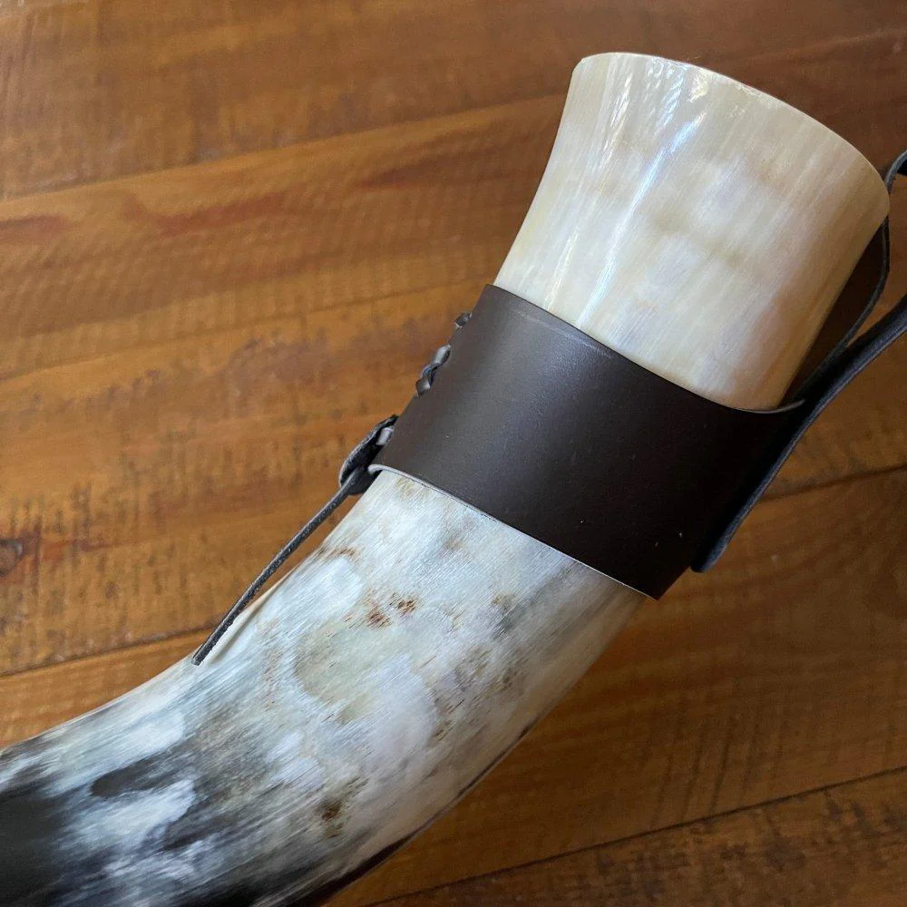 Viking Horn with Belt Loop and Iron Display Stand - Image 5