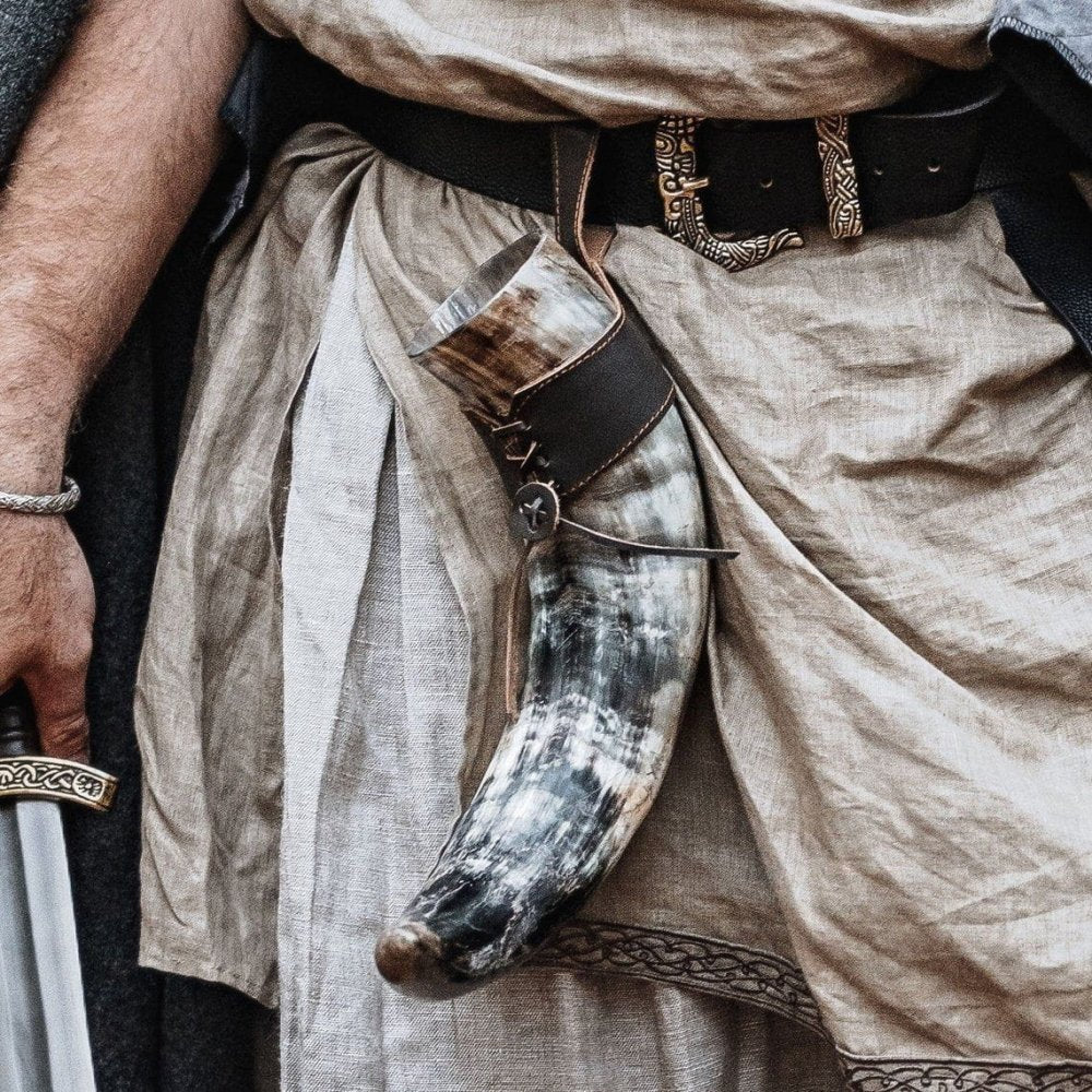 Viking Horn with Belt Loop and Iron Display Stand - Image 7