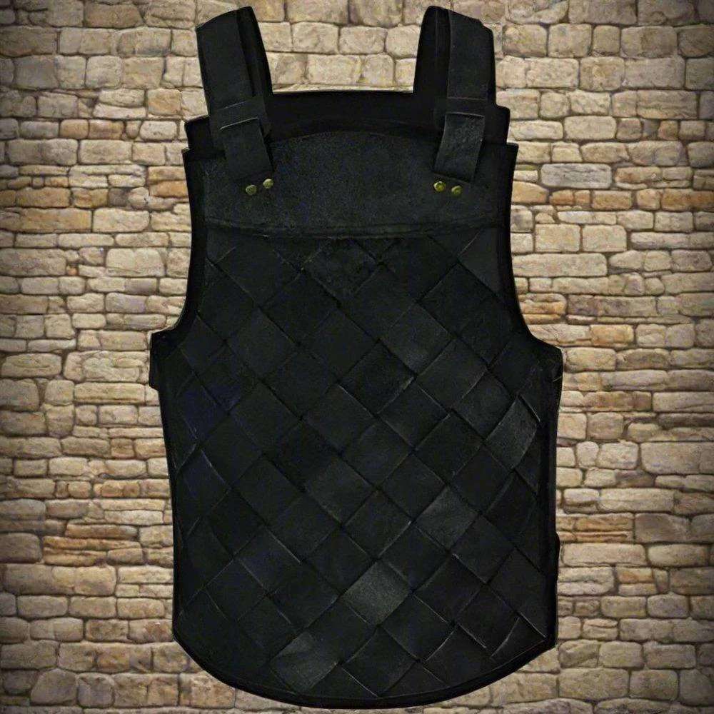 Viking Armor (Black) - Norse Leather Lamellar Cuirass - Adjustable - Image 6
