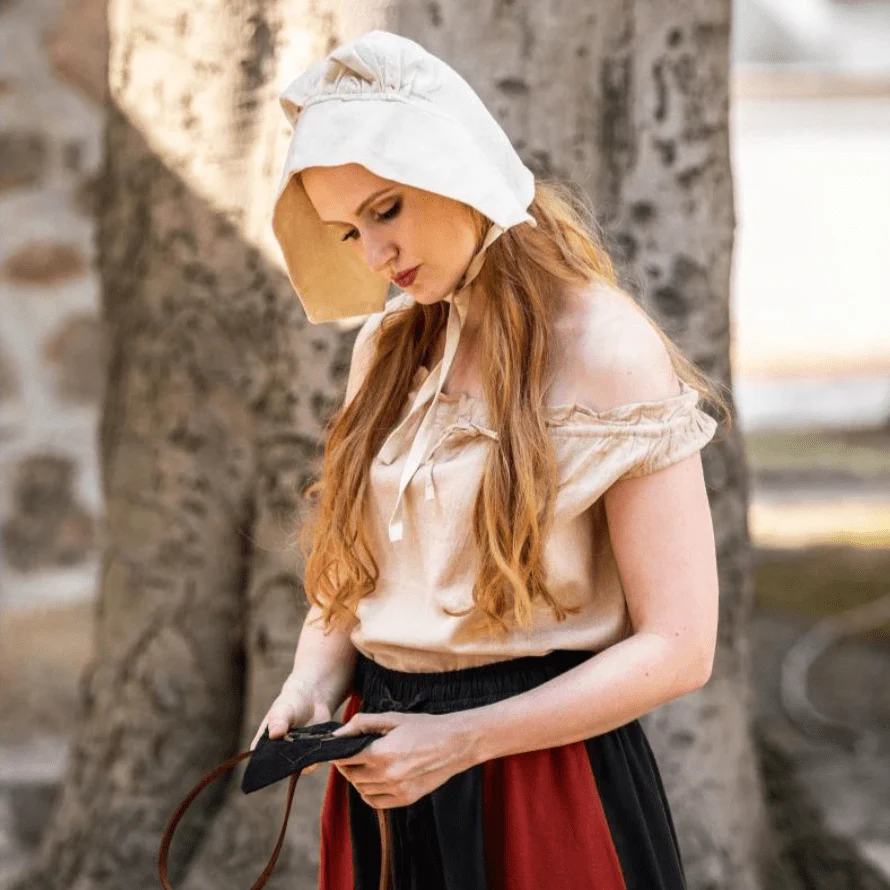 Cotton Viking Bonnet | Natural Color, Tie Closure - Image 5