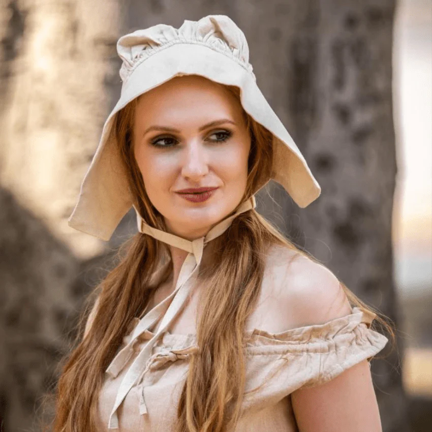 Cotton Viking Bonnet | Natural Color, Tie Closure - Image 6