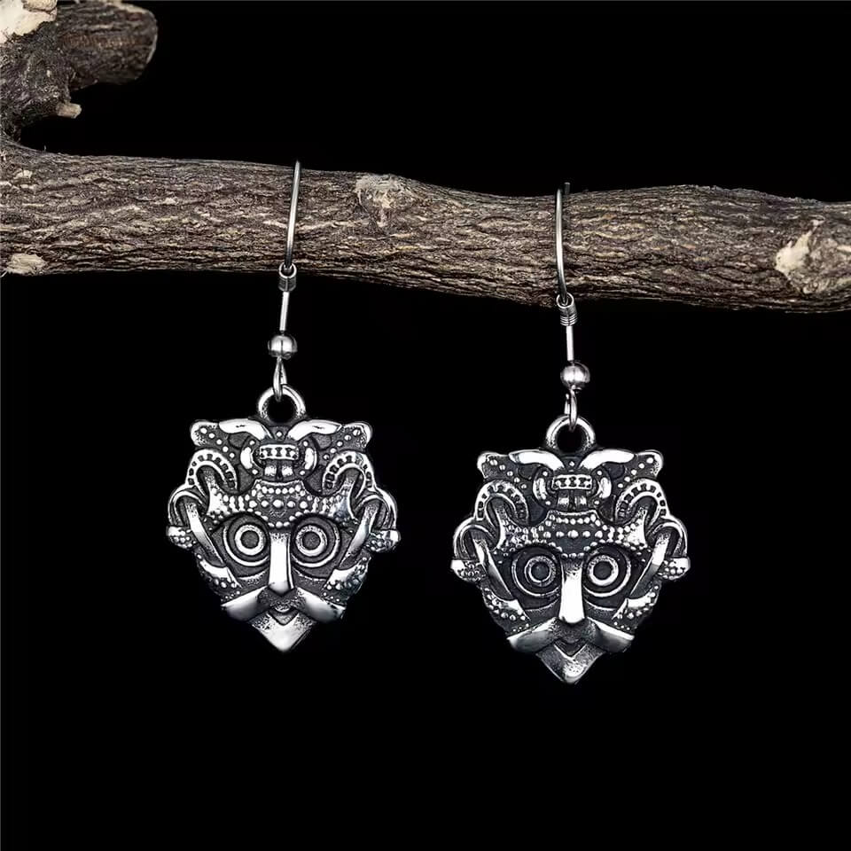 Viking Odin Mask Stainless Steel Earrings