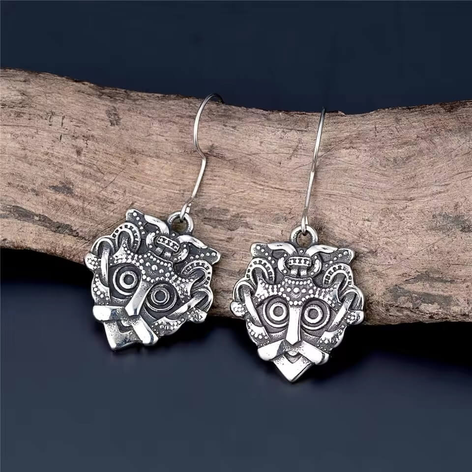 Viking Odin Mask Stainless Steel Earrings - Image 2