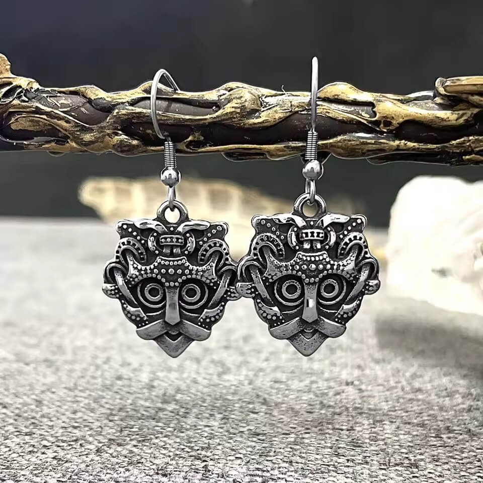 Viking Odin Mask Stainless Steel Earrings - Image 3
