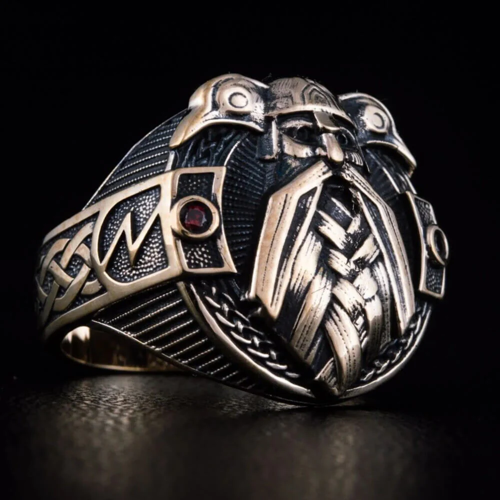 Viking Odin & Raven Ring | Bronze Handcrafted