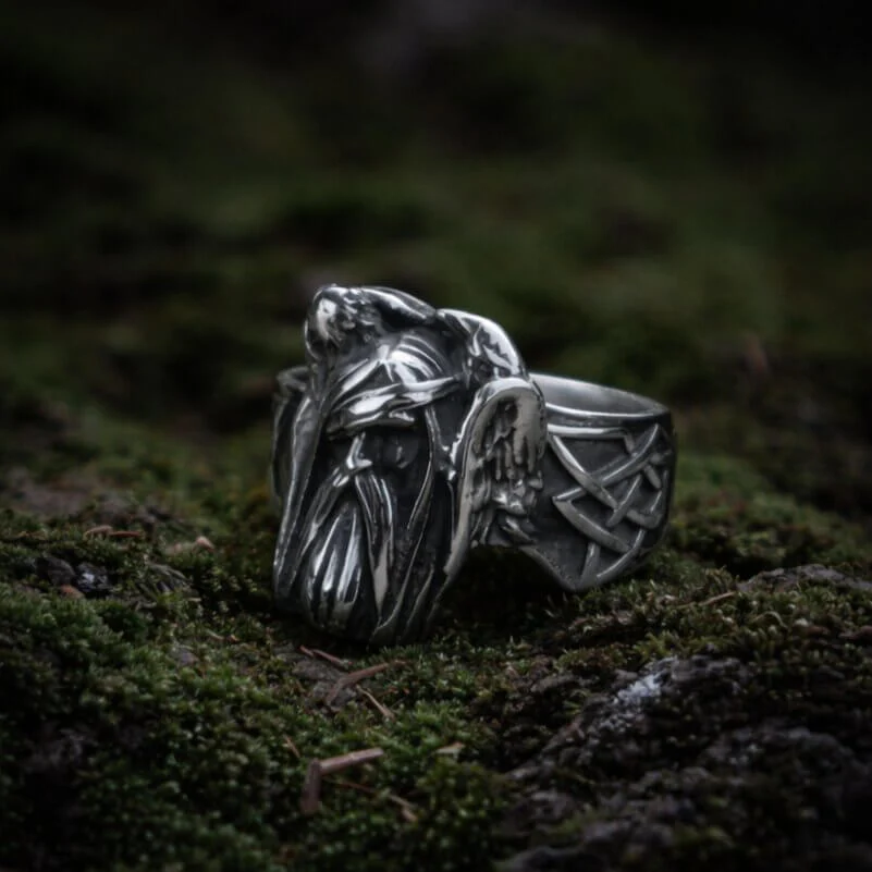 Viking Odin Raven Stainless Steel Ring