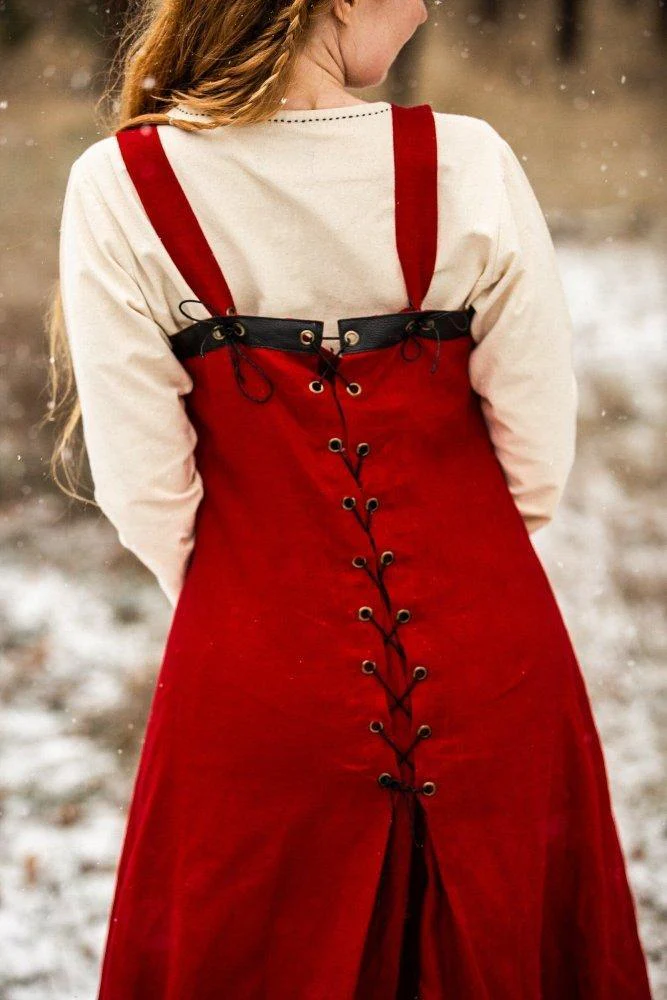 Viking Over Dress in Linen - Red - Image 2